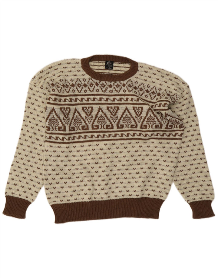 Suéter masculino C&A com gola redonda IT 48/50 bege médio Fair Isle