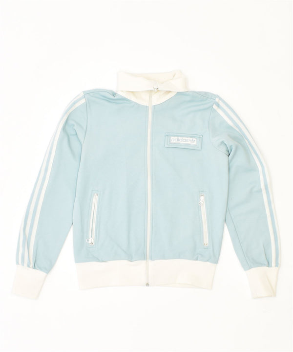 ADIDAS Womens Tracksuit Top Jacket EU 44 Grande Azul Algodão Esportes