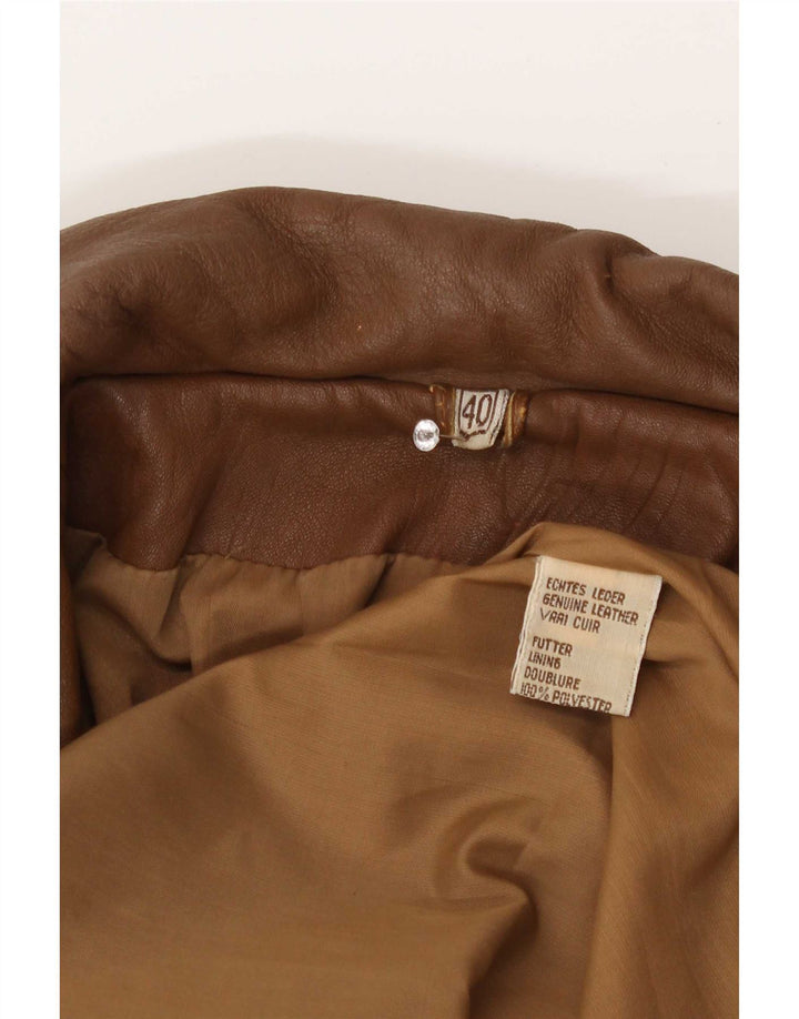 Casaco feminino vintage de couro Batwing UE 40 marrom médio