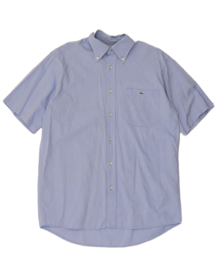 Camisa masculina Lacoste manga curta tamanho 40 algodão azul médio