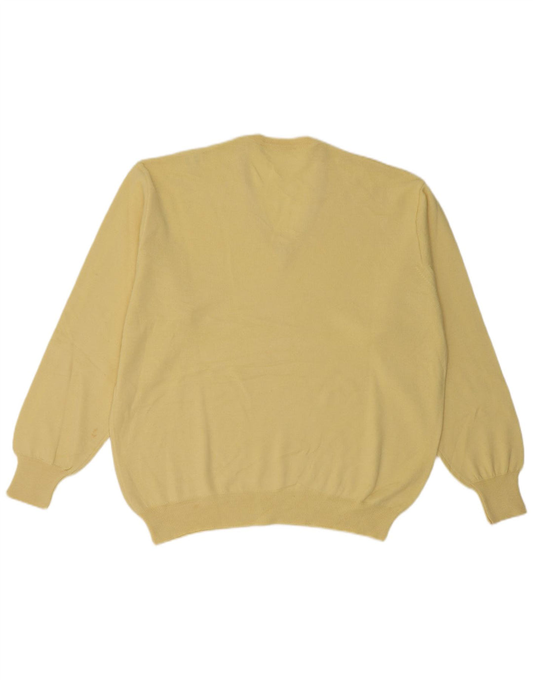 Suéter masculino vintage com decote em V grande amarelo