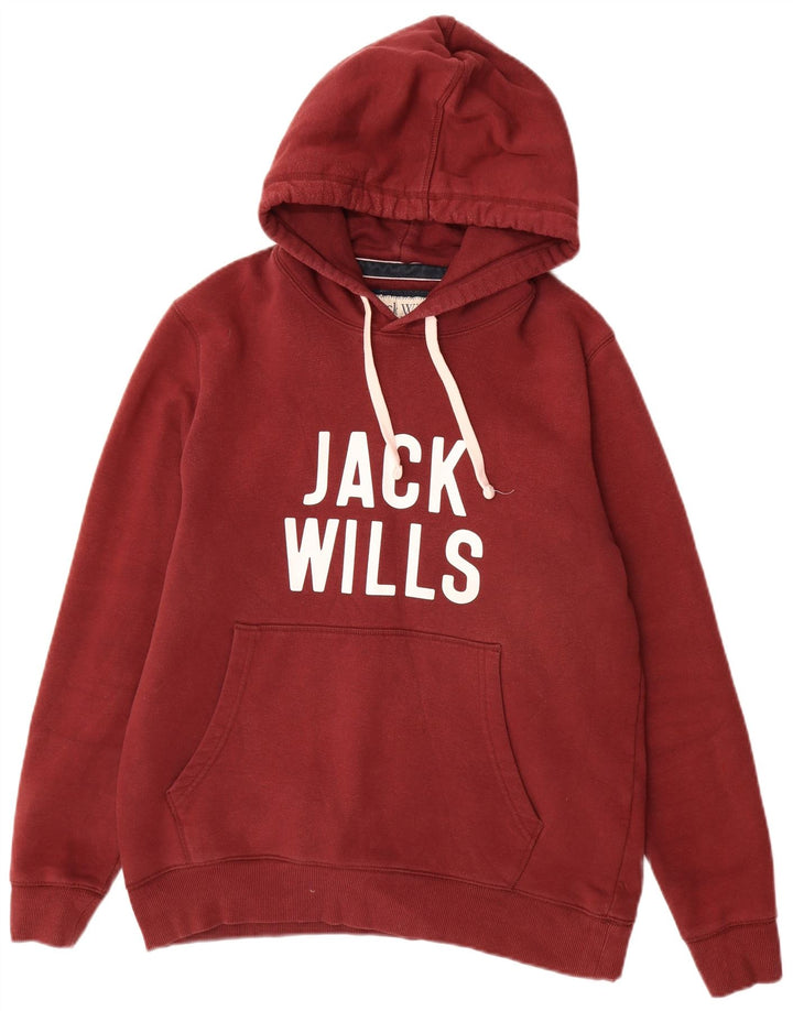 JACK WILLS Suéter masculino com capuz gráfico médio algodão Borgonha