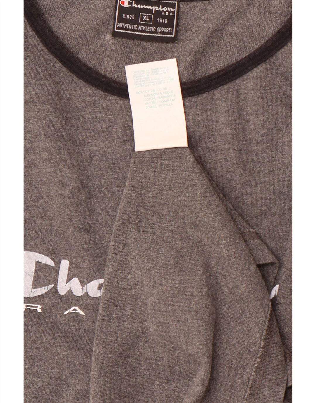 Camiseta feminina com estampa CHAMPION UK 18 XL algodão cinza