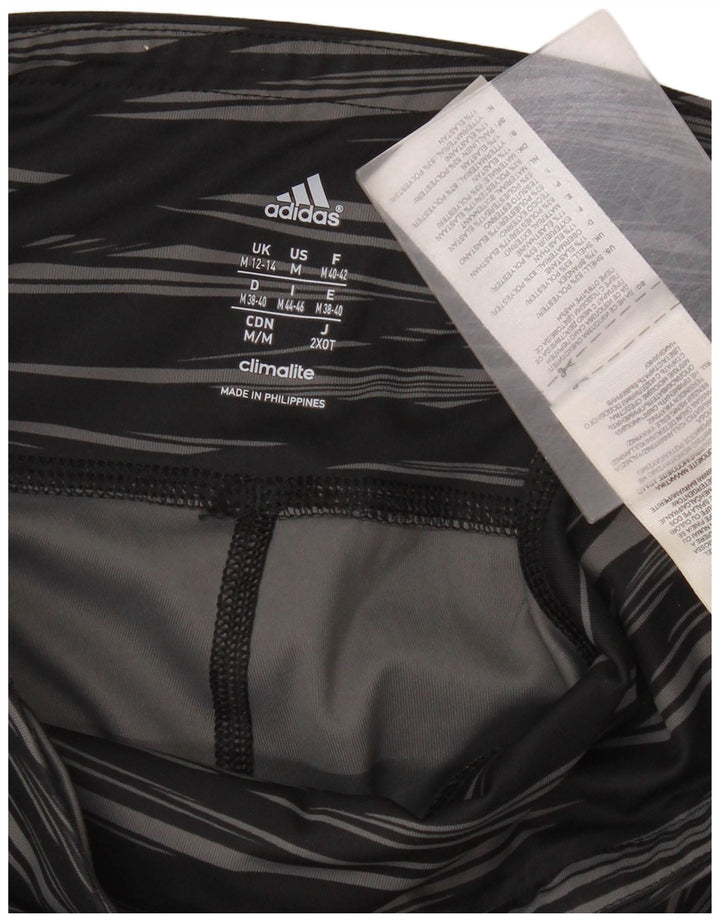 Adidas Womens Climalite Capri Leggings UK 12/14 Medium Black Striped