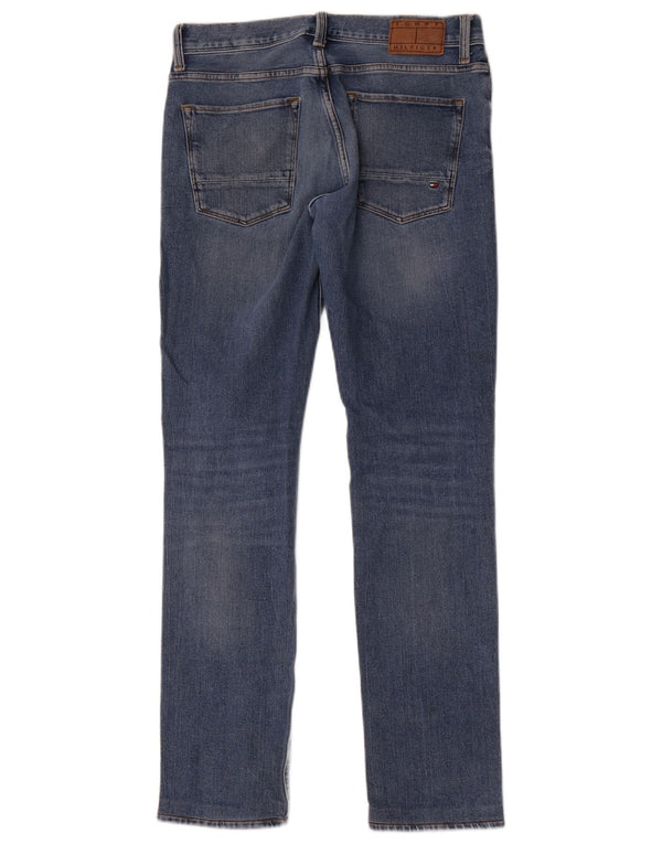 Tommy Hilfiger feminino Denton Straight Jeans W30 L34 Azul Algodão