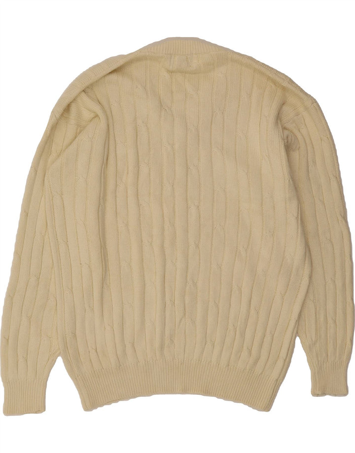 CONTE OF FLORENCE Mens V-Neck Jumper Sweater XL Off White Cotton Vintage Conte of Florence and Second-Hand Conte of Florence from Messina Hembry 