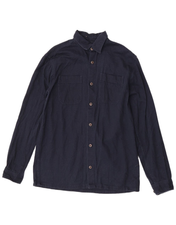 Camisa jeans masculina Jack & Jones pequena algodão azul marinho