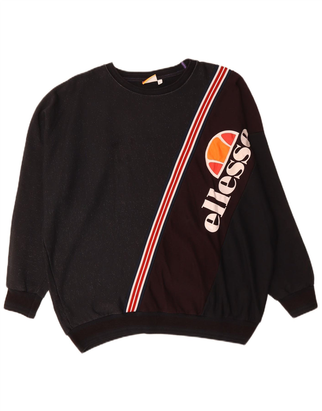 ELLESSE moletom gráfico masculino jumper grande algodão colorblock azul marinho