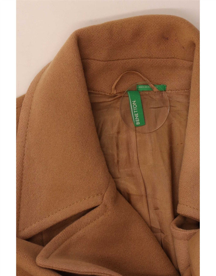 Casaco feminino Benetton com peito duplo IT 44 lã bege médio