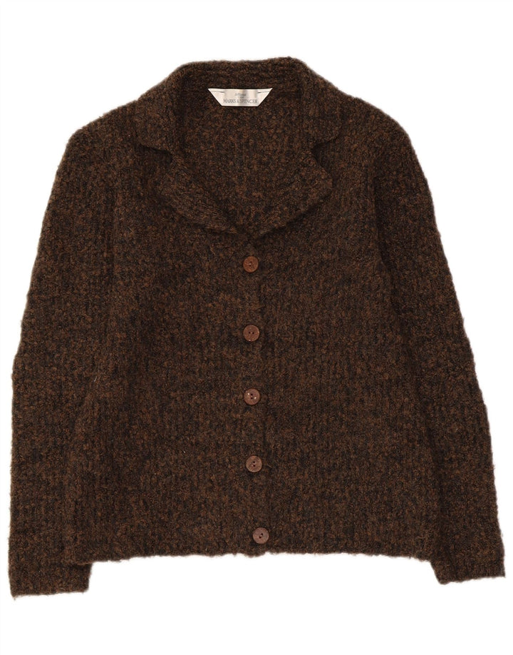 Suéter cardigã feminino MARKS & SPENCER Reino Unido 10 pequeno marrom manchado