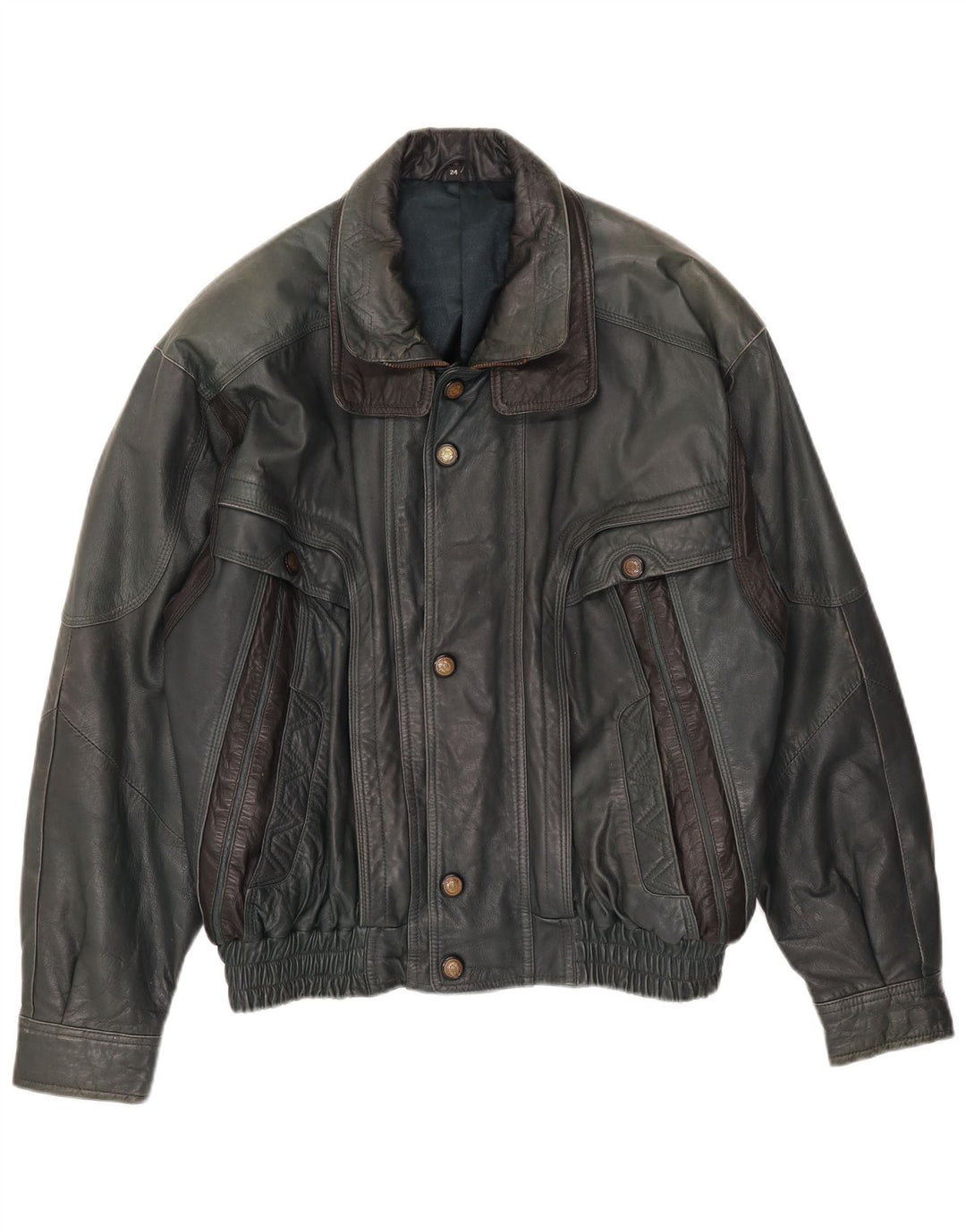 Jaqueta de couro masculina vintage UK 40 grande verde