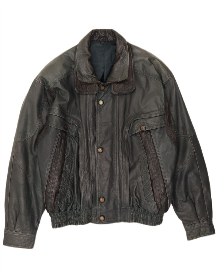Jaqueta de couro masculina vintage UK 40 grande verde