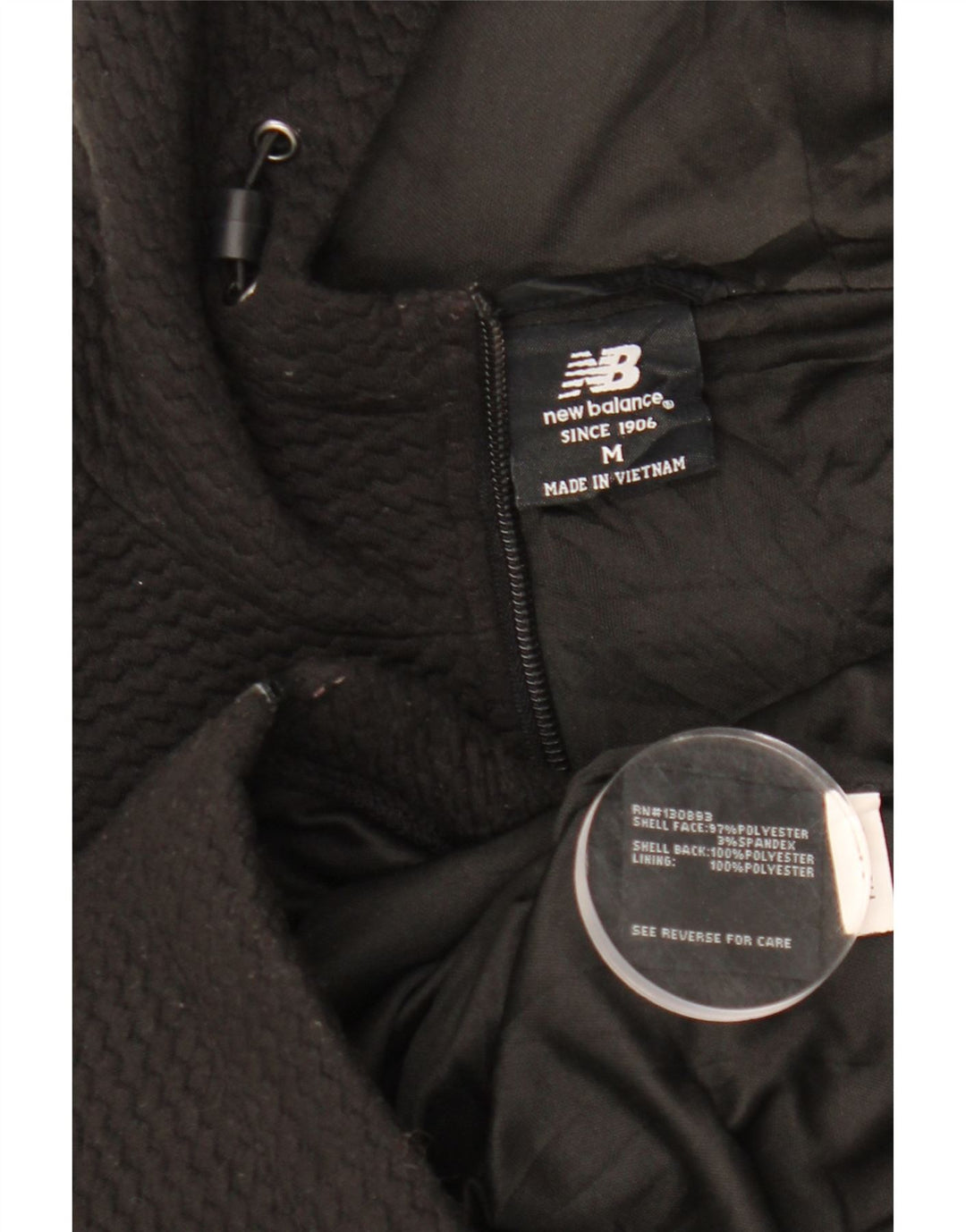Suéter feminino New Balance com capuz e zíper Reino Unido 14 poliéster preto médio