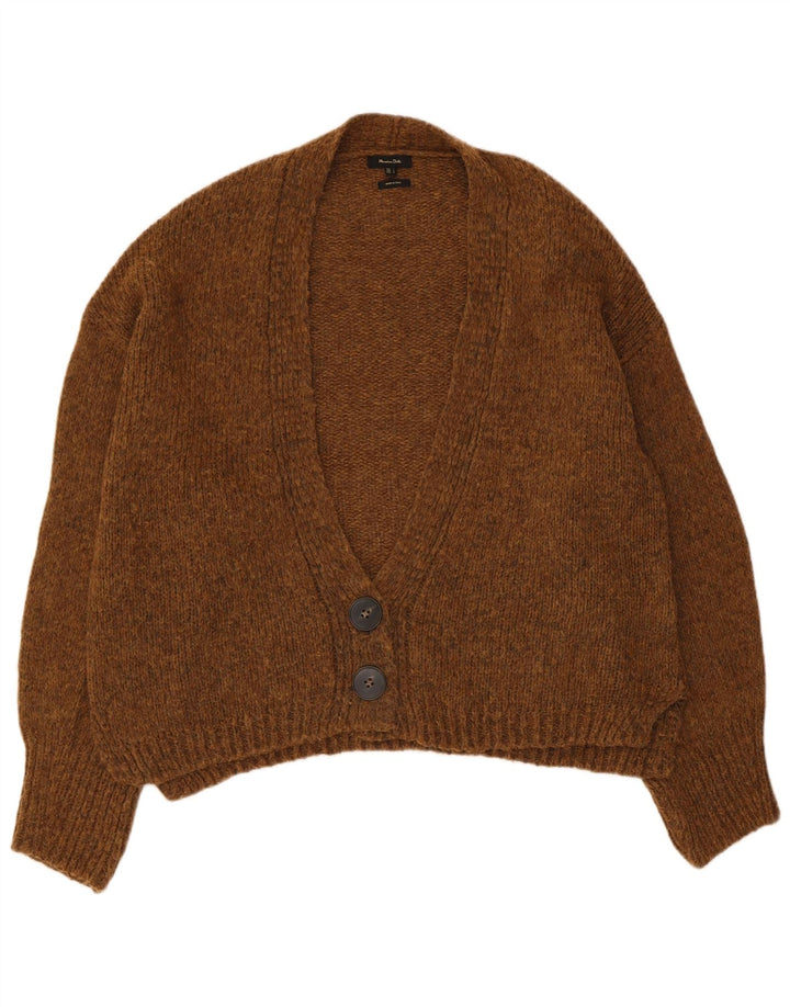 Suéter cardigã feminino Massimo Dutti cropped grande Reino Unido 16 grande marrom