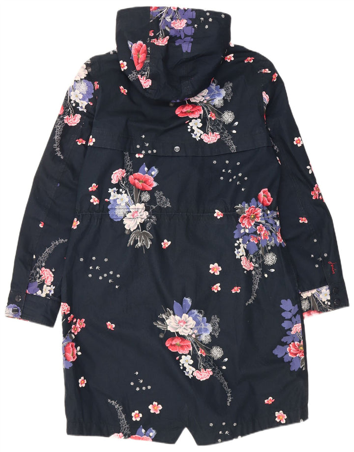 Capa de chuva feminina com capuz Joules UK 12 poliéster floral azul marinho médio