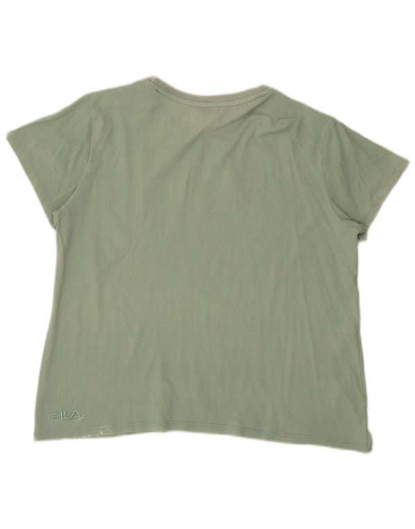 Camiseta feminina Fila de manga curta com estampa gráfica UK 14 algodão verde médio