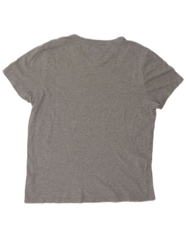 Camiseta feminina Tommy Hilfiger com estampa gráfica UK 16 grande algodão manchado cinza
