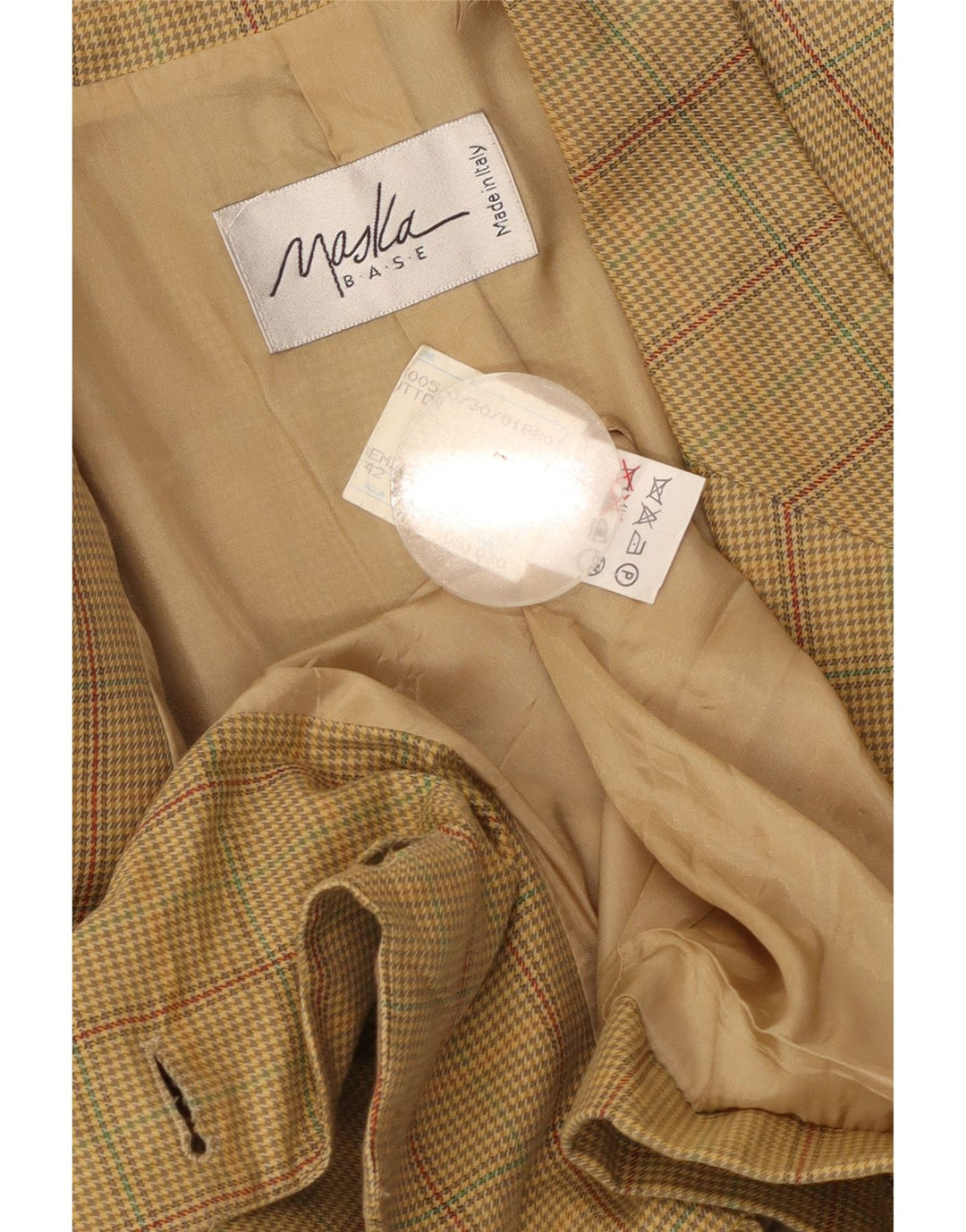 Jaqueta blazer feminina de 2 botões Maska IT 42 algodão xadrez bege médio