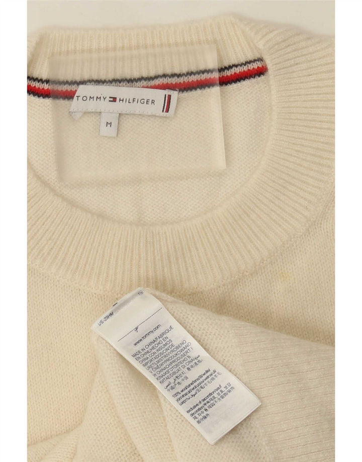Suéter feminino Tommy Hilfiger com gola redonda e lã branca média 14