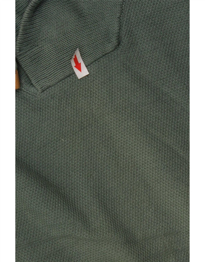 Zara Suéter masculino com gola xale e algodão verde grande