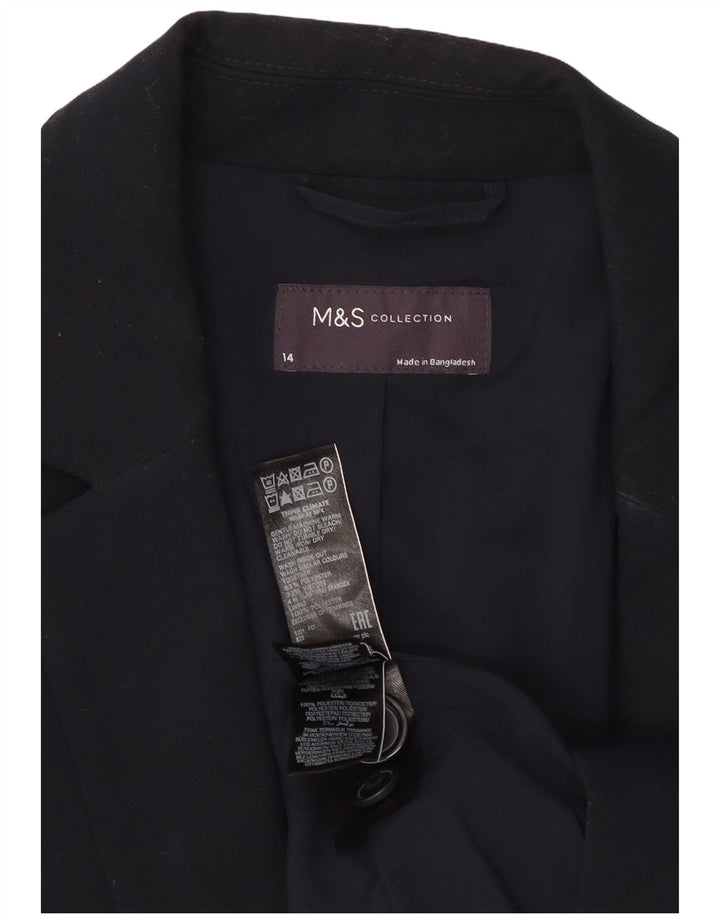 Jaqueta blazer feminina Marks & Spencer com 1 botão Reino Unido 14 grande azul marinho