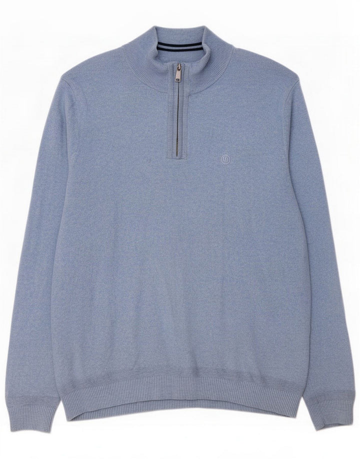 Suéter masculino Fat Face com zíper e pescoço 2XL azul