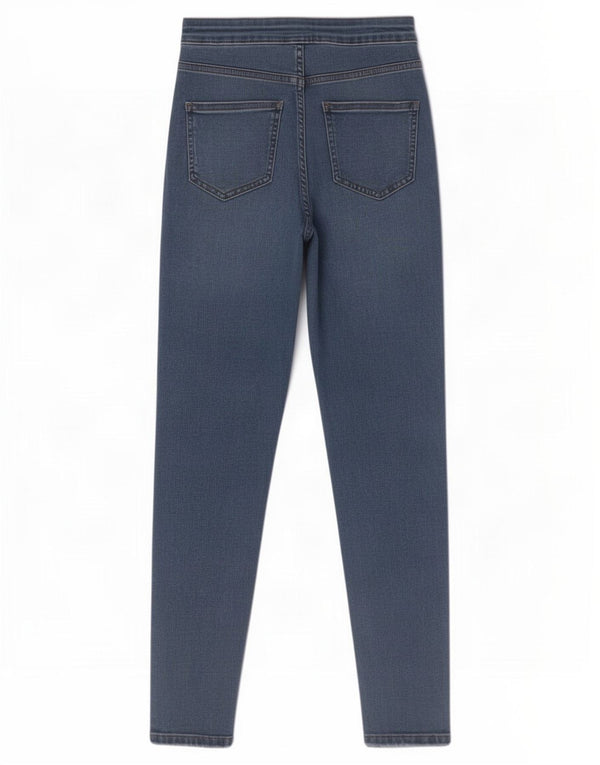 Calça jeans feminina Marks & Spencer super skinny UK 8 pequena W25 L28 algodão azul
