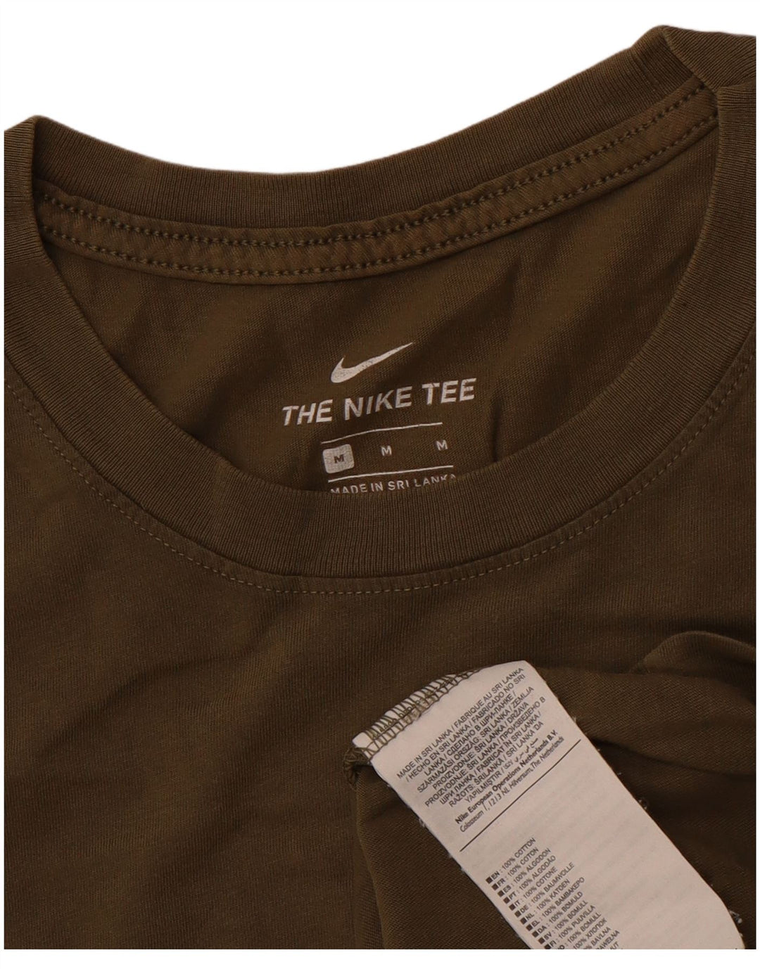 Camiseta masculina NIKE Top médio cáqui algodão