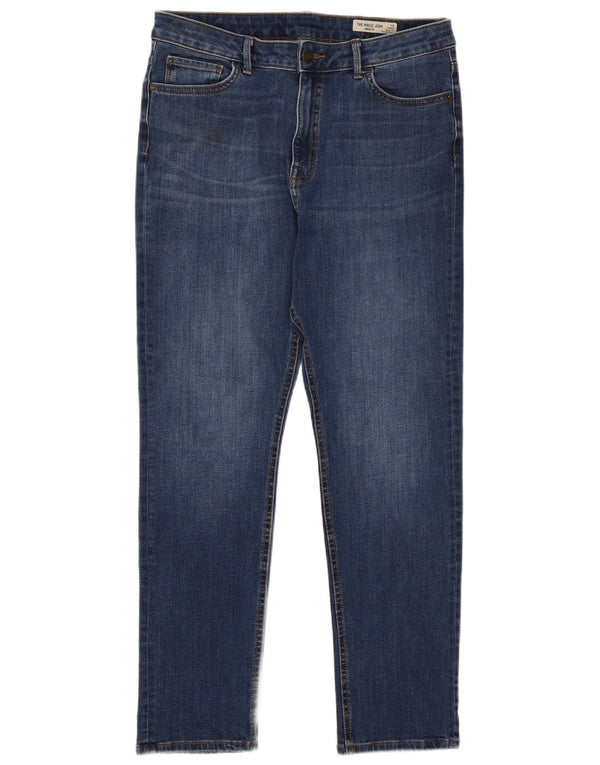Jeans Marks & Spencer feminino slim UK 14 grande W32 L27 algodão azul