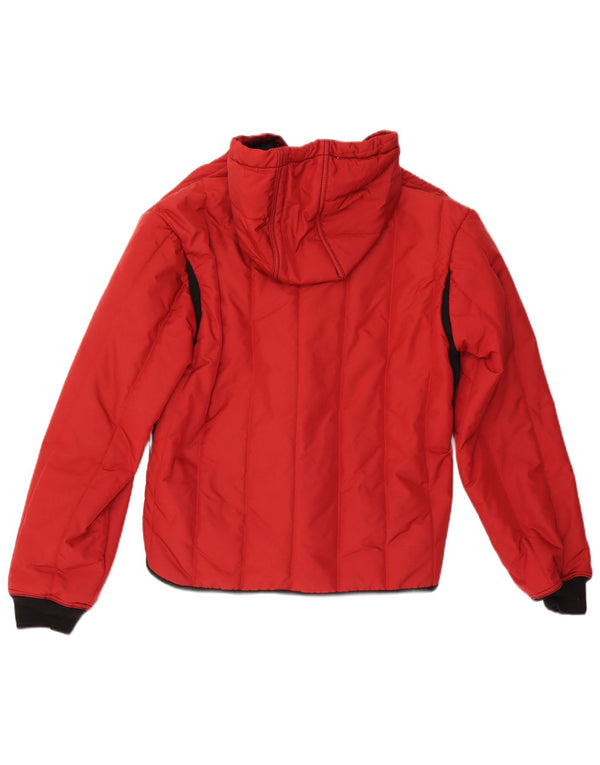 Jaqueta feminina acolchoada com capuz Refrigiwear UK 16 grande bloco colorido vermelho