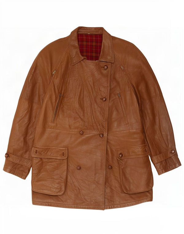 Casaco de couro feminino vintage IT 50 XL marrom