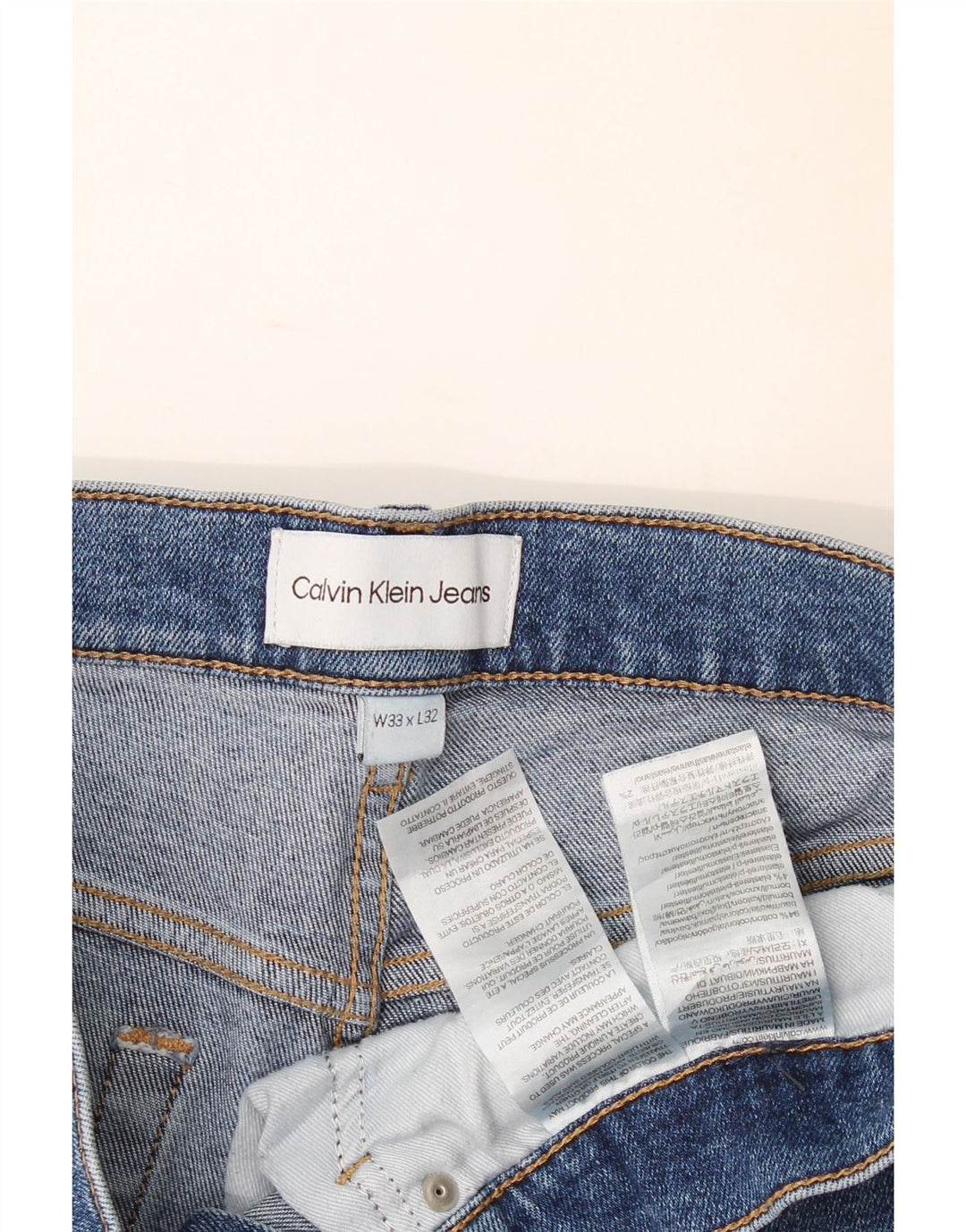 Calvin Klein Masculino Slim Jeans W33 L32 Azul Algodão
