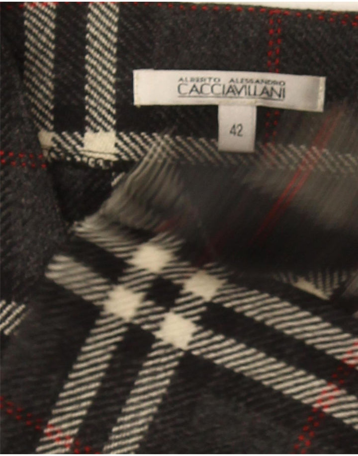Colete feminino vintage IT 42 lã xadrez cinza médio