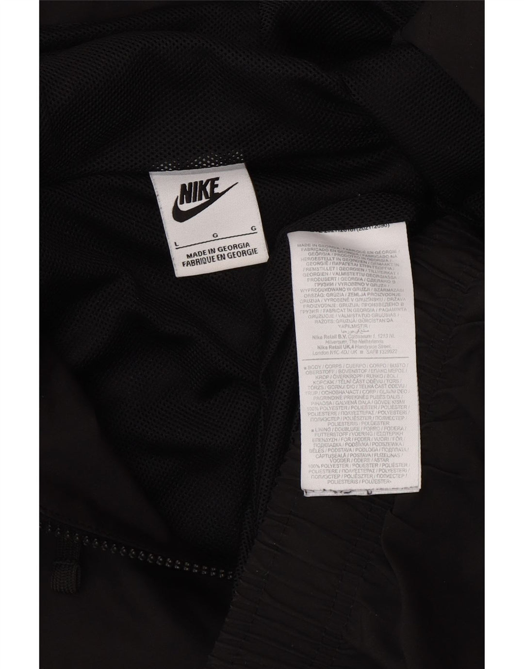 NIKE Mens Hooded Tracksuit Top Jacket Grande Poliéster Preto