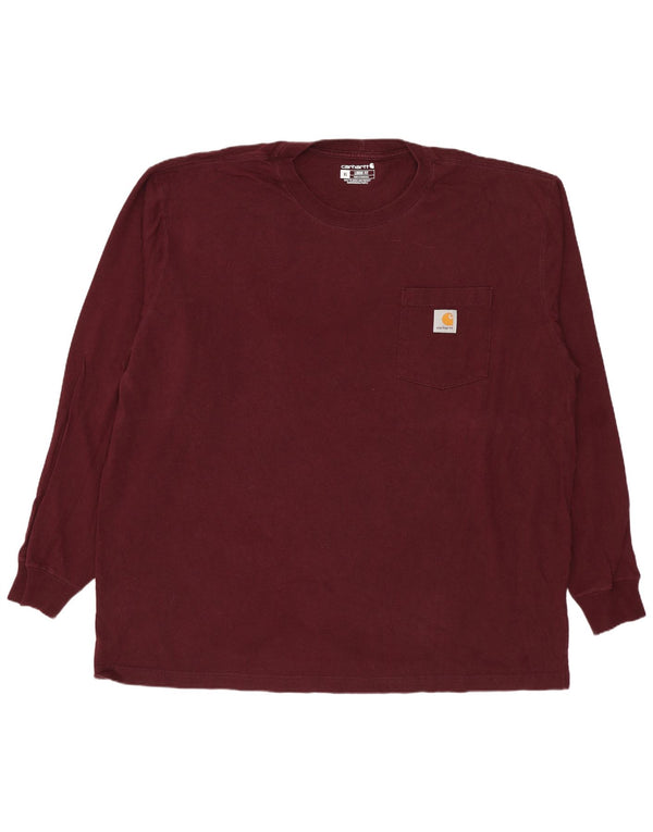 Carhartt Mens Loose Fit Top Manga Longa XL Borgonha Algodão