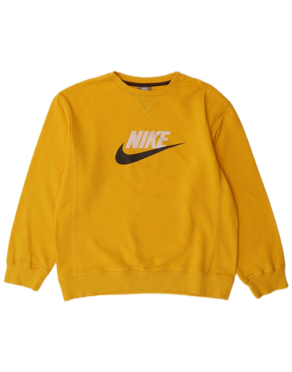 Nike Boys Graphic Sweatshirt Jumper 12-13 Years Large Yellow Cotton