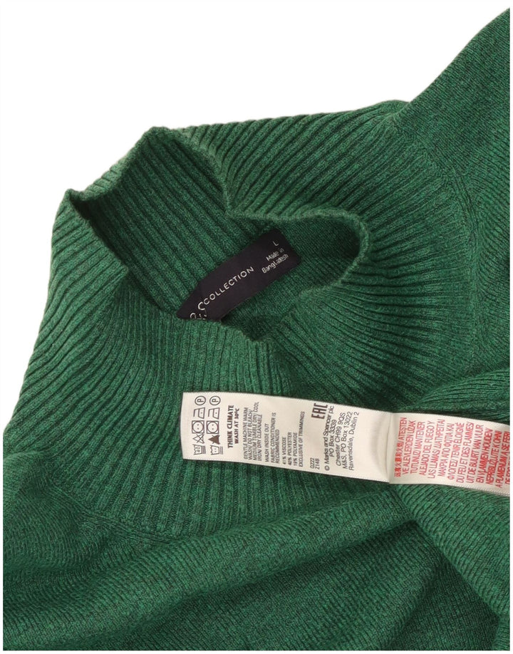 Suéter feminino Marks & Spencer Longline com gola tartaruga Reino Unido 16 grande verde