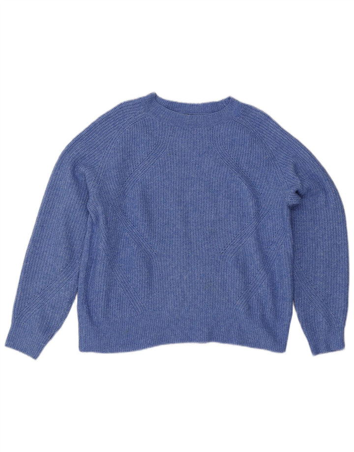 Suéter feminino Marks & Spencer com gola redonda grande, Reino Unido 14, azul médio
