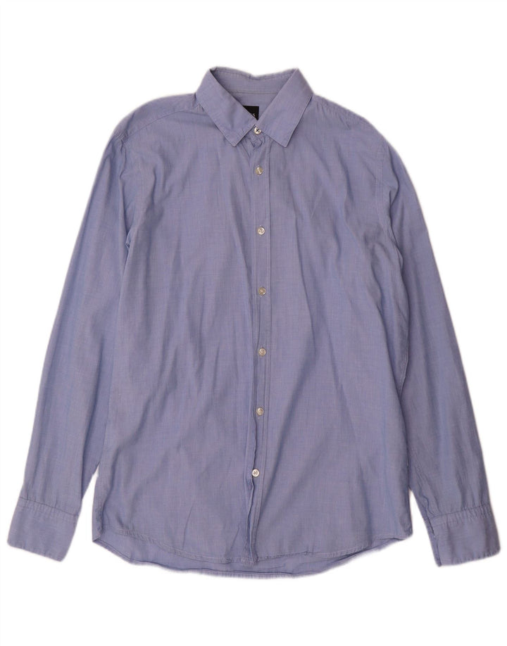 Camisa masculina Hugo Boss Regular Fit algodão azul médio