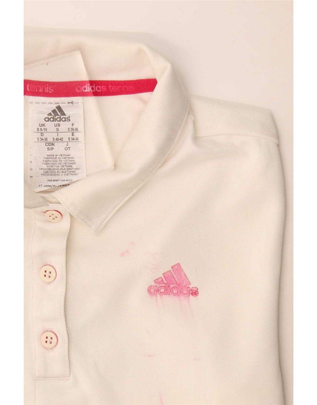 Adidas Womens Climalite Polo Shirt UK 8/10 Pequeno Poliéster Branco