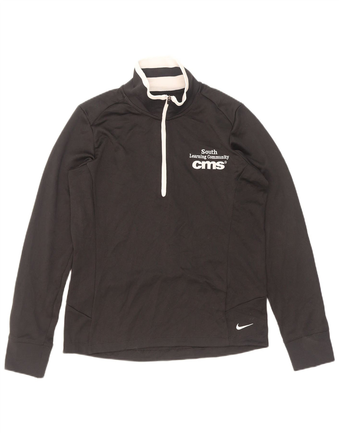 Nike feminino gráfico zip pescoço pulôver treino top reino unido 12 médio preto