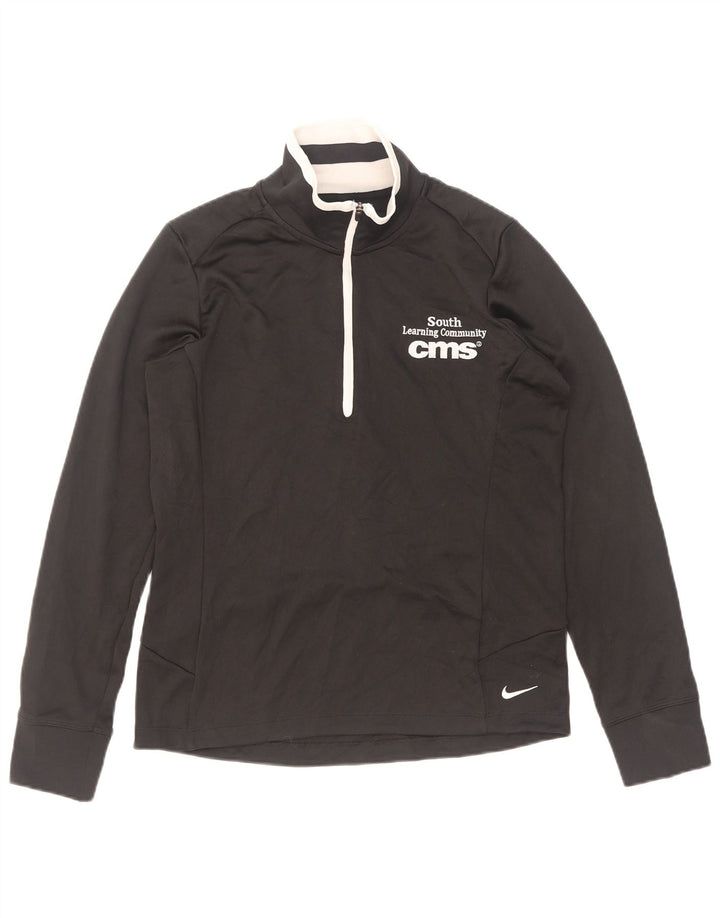Nike feminino gráfico zip pescoço pulôver treino top reino unido 12 médio preto
