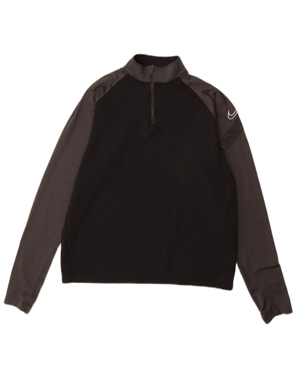 Nike Mens Dri Fit Pullover Treino Top Médio Preto Colourblock Poliéster