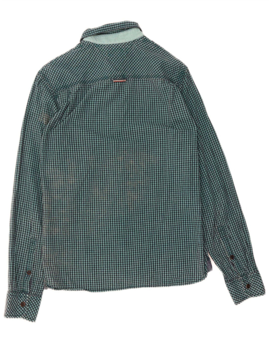 Camisa masculina TOMMY HILFIGER algodão guingão verde médio