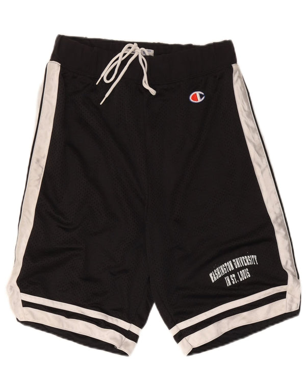 Shorts esportivos masculinos Champion pequeno poliéster colorblock preto