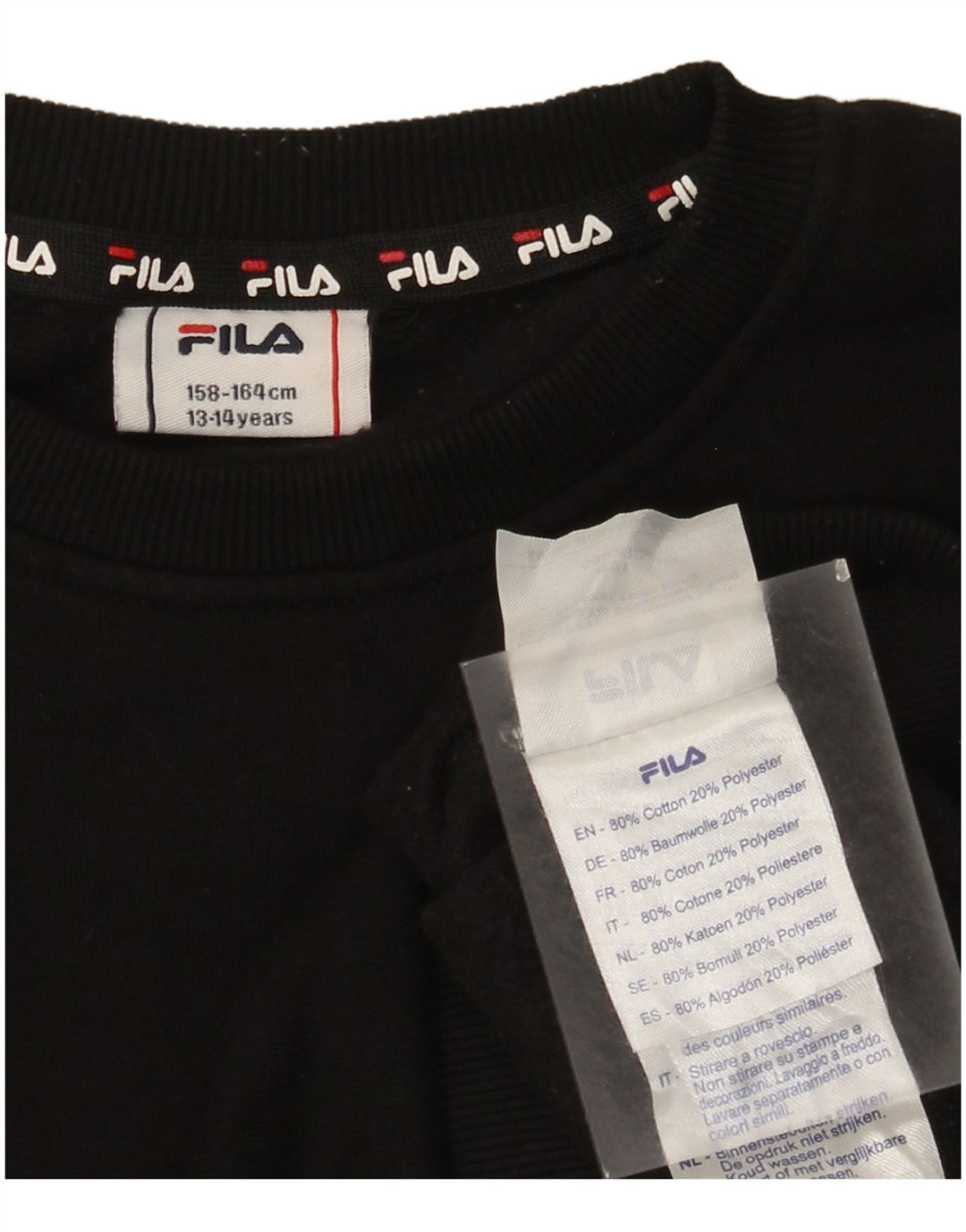 Fila Boys Graphic Sweatshirt Jumper 13-14 Anos Preto Algodão