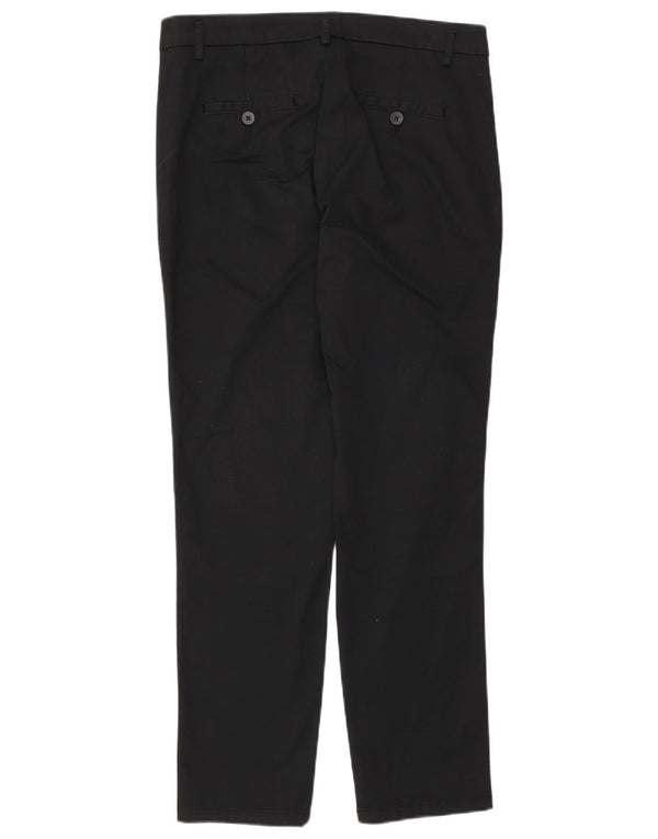 Calça feminina casual slim Benetton Reino Unido 10 pequena W27 L28 algodão preto