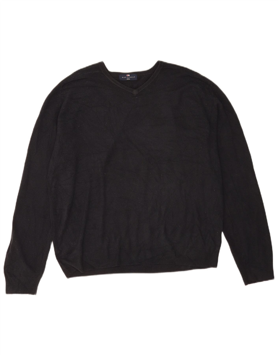 Suéter masculino Marks & Spencer Blue Harbor com decote em V grande acrílico marinho