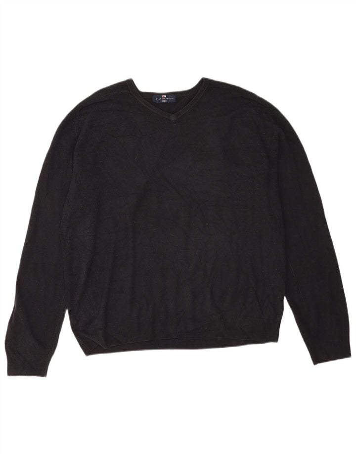 Suéter masculino Marks & Spencer Blue Harbor com decote em V grande acrílico marinho