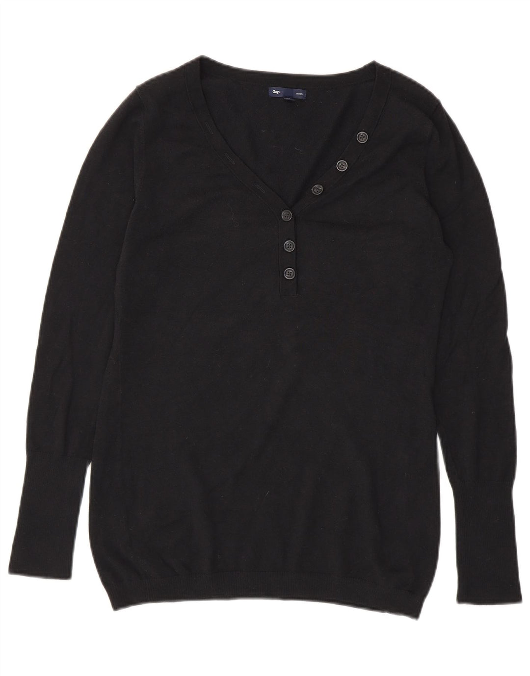 Suéter feminino Gap com gola redonda e botão UK 14 algodão preto médio